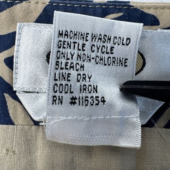 Talbots Skirt Womens 12 Tan Navy Floral Sequins Tropical Aloha Stretch Cotton - Picture 12 of 12